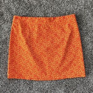 J. Crew | Floral Print A-Line Mini Skirt | 100% Cotton | Vibrant Orange | Size 8